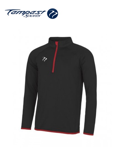 Mens Black Red Half Zip Midlayer